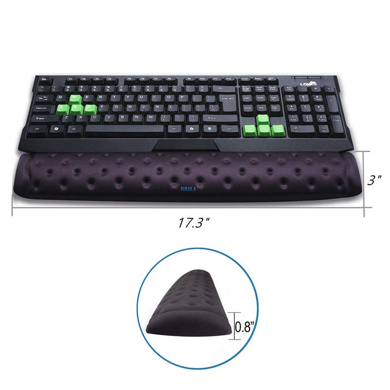 BRILA Keyboard Wrist Rest Support Cushion Pad for Computer, Laptop, Office Work, PC Gaming - Memory Foam Gel with Massage Holes Design - Non-Slip Easy Typing Wrist Pain Relief (Black Keyboard Pad) - Image 3